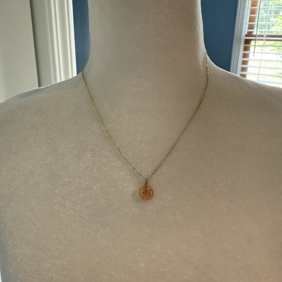 Pressed Birth Month Flower Necklace Small Gold Circle August Gladiolus Personal - Picture 3 of 4